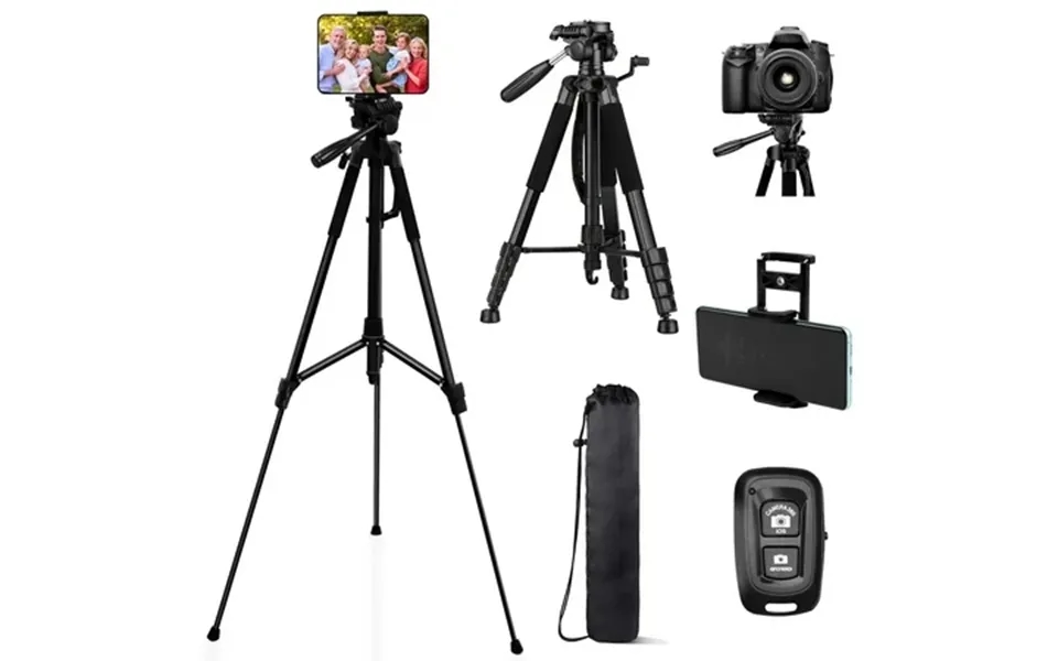 63 Tripod Stand Camera Tripod With Travel Bag Extendable Cell Phone Tripod Stand With Wireless Remote And Phone Holder C