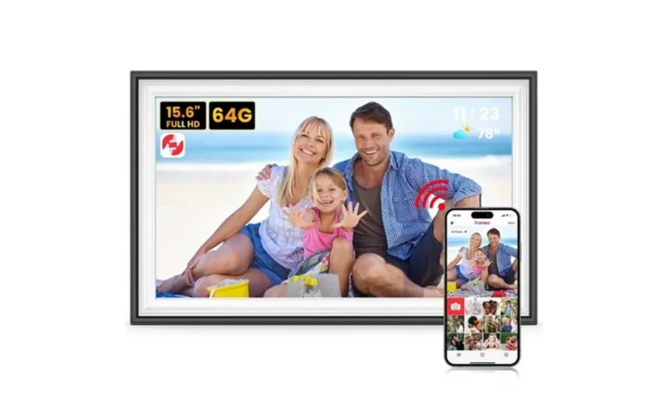 64gb Frameo Digital Picture Frame Temash 15.6 Inch Large Digital Photo Frame Wifi 1920*1080 Fhd Ips Touchscreen Auto Rot