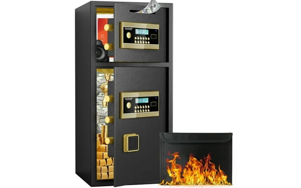 6.5 Cu Ft Safe Box With Fireproof Waterproof Bag Extra Large Home Safe Box With Deposit Slot & Adjustable Shelf Soft Pu