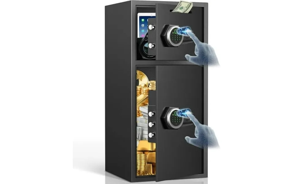 6.5 Cub Large Home Safe Fireproof Waterproof Biometric Safe Box With Slot & Metal Deposit Storage Box Money Box With Dua