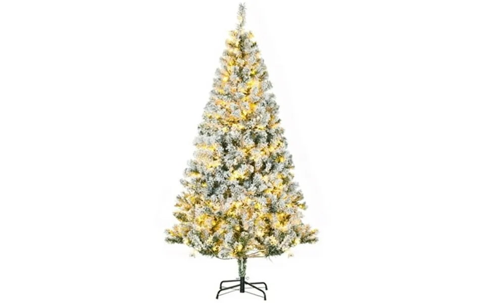 6ft Pre-lit Christmas Tree Spruce Artificial Christmas Tree With Warm White Led Lights And Snow Frosted Branches Xmas Tr