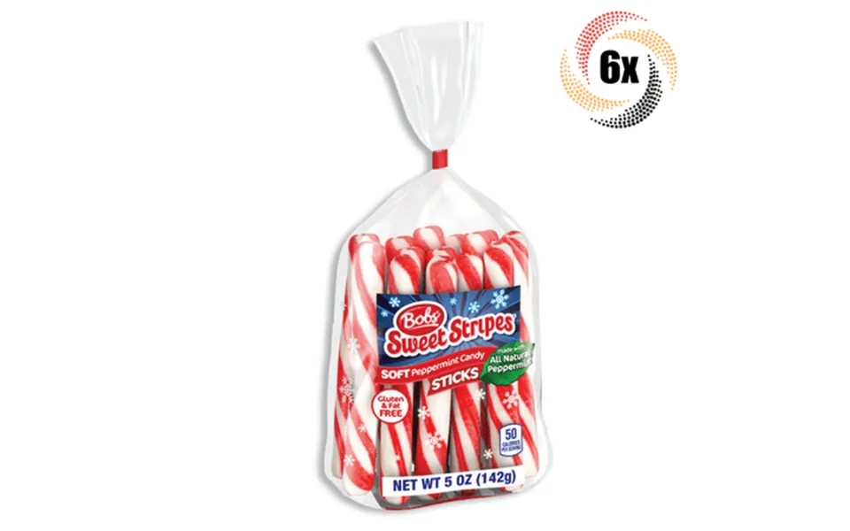 6x Bags Bob S Sweet Stripes Soft All Natural Peppermint Candy Sticks 5oz