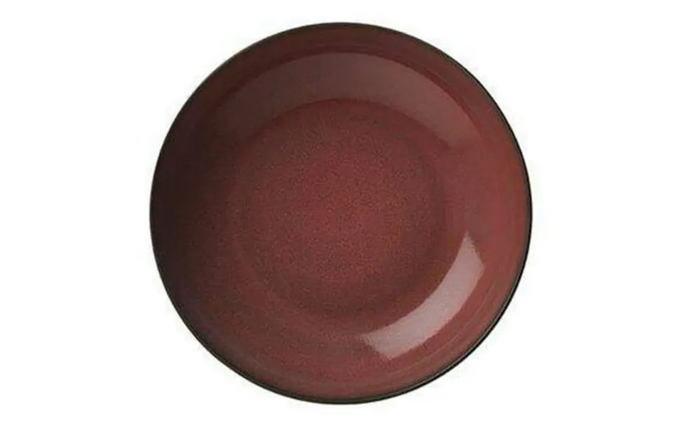 7 In. Rustic Crimson Porcelain Round Coupe Plate Red
