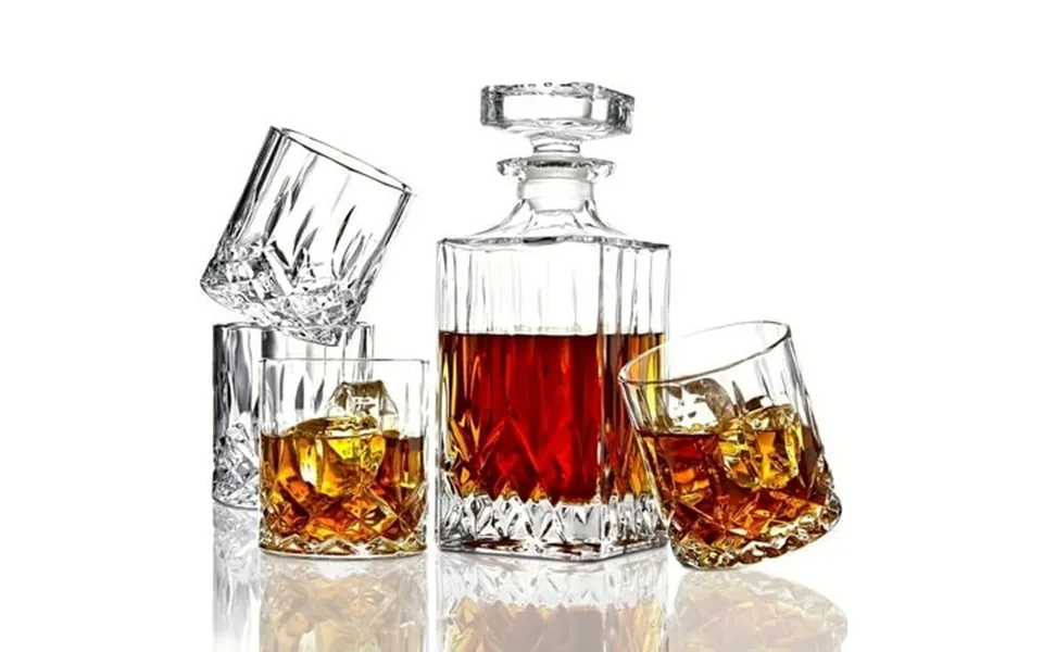 7 Pcs Glass Whiskey Decanter & Whiskey Glasses Set Wine Decanter With 6 Double Old Fashioned Glasses 100% Lead Free Whis
