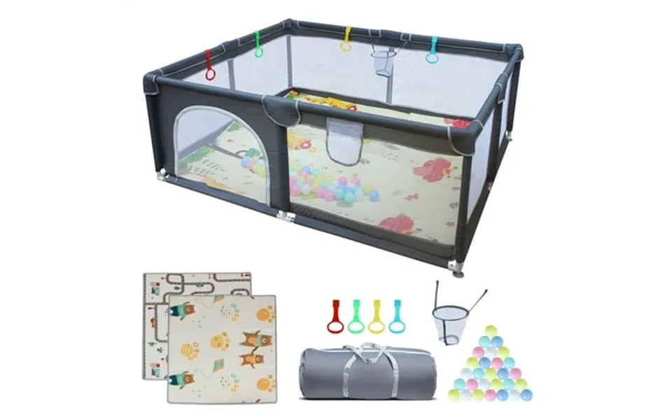 71 × 59 Baby Playpen With Mat Cloth Playpen For Babies And Toddlers With Ocean Balls & Basketball Hoop Removable Enclosu