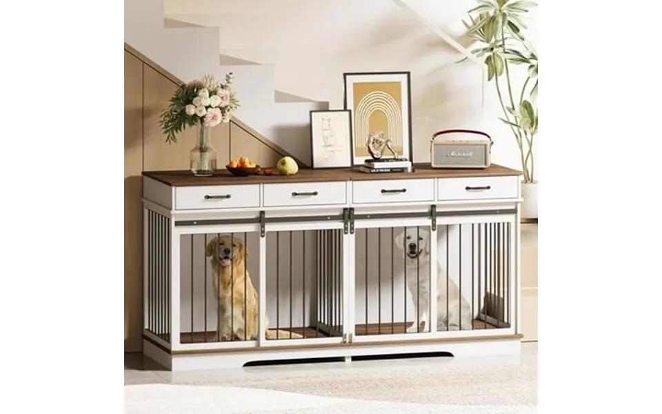 71 Extra Large Dog Crate Furniture Deygia Steel Frame Dog Crates With 4 Drawers Divider Sliding Barn Door For Small Medi