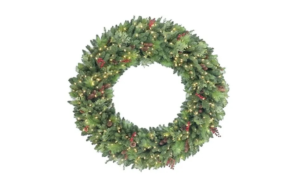72 In Pre-lit Rocky Mountain Spruce Wreath 1350 Tips 500 Ul Warm White Led Lights