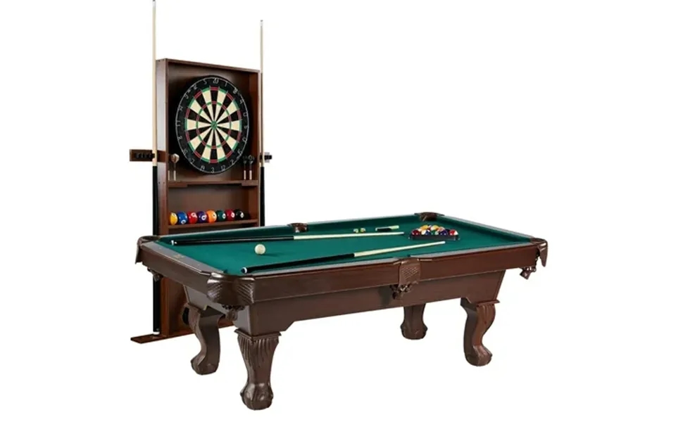 7.5 Ft Billiard Pool Table With Cue Rack Dartboard And Game Accessories - Green By Barrington Billiards