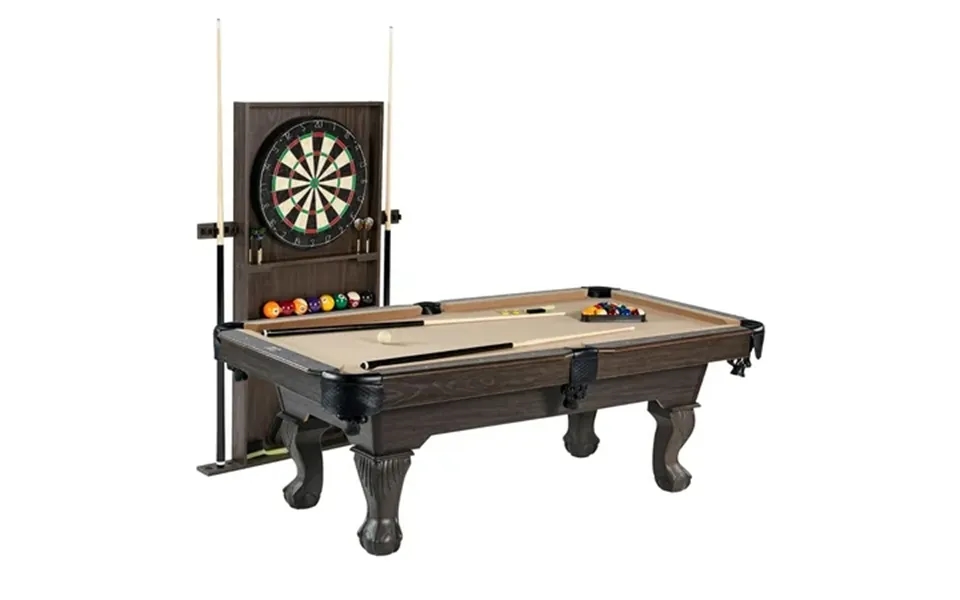 7.5 Ft Billiard Pool Table With Cue Rack Dartboard And Game Accessories Tan By Barrington Billiards