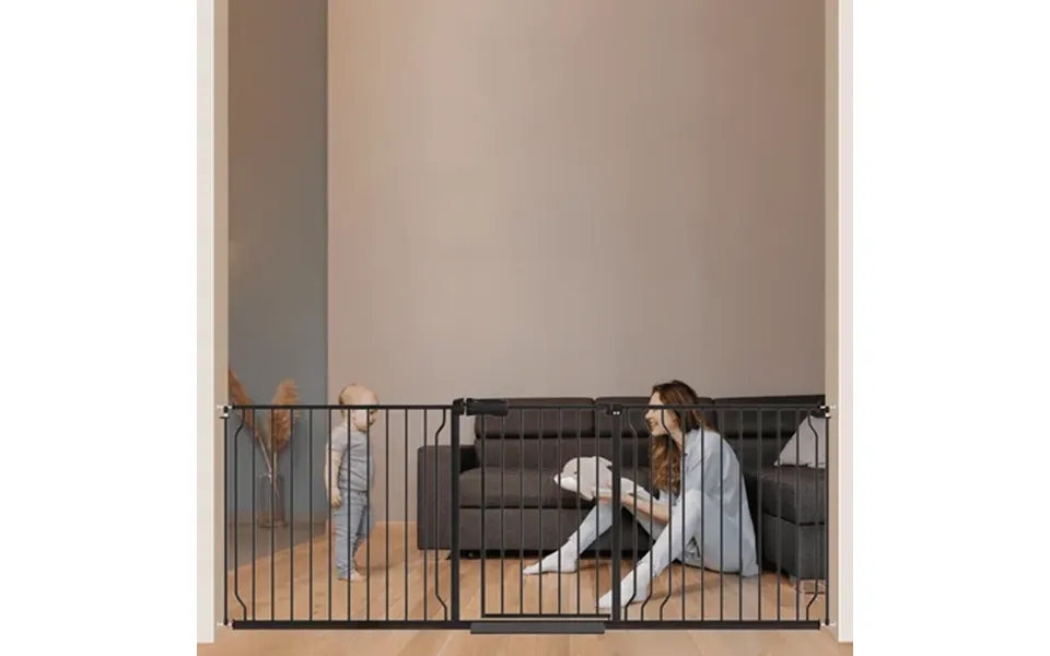 75.9-84.9 Extra Wide Baby Safety Gate Walk Thru Black Metal Gate
