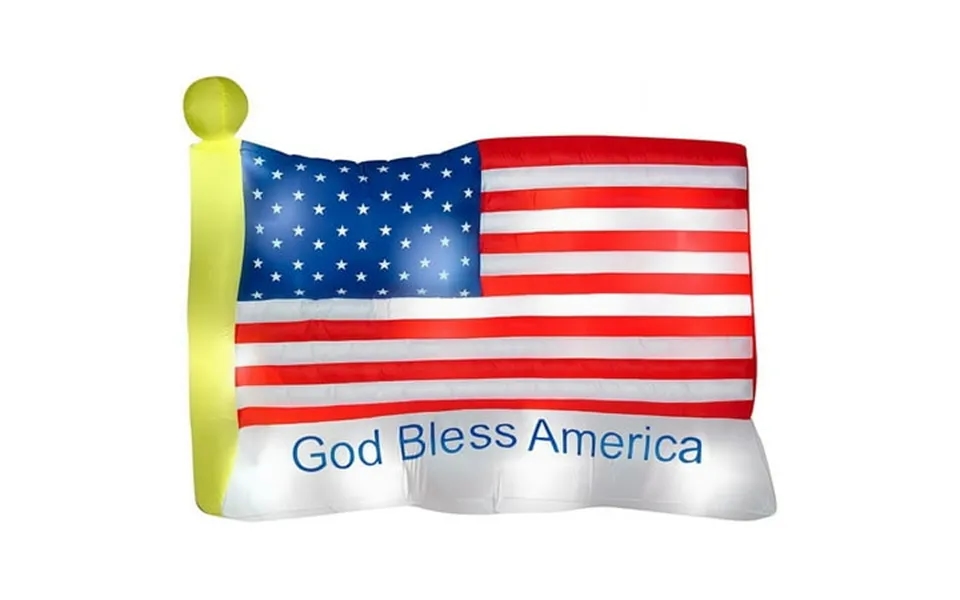8 Gemmy Airblown Inflatable Patriotic God Bless America Usa Flag Yard Decoration 32289