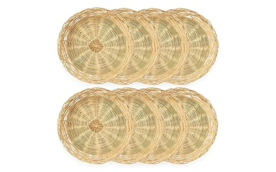 8 Pack Bamboo Paper Plate Holders 10 Inches Reusable For Dinner Plates Hand Woven Wicker Paper 3812