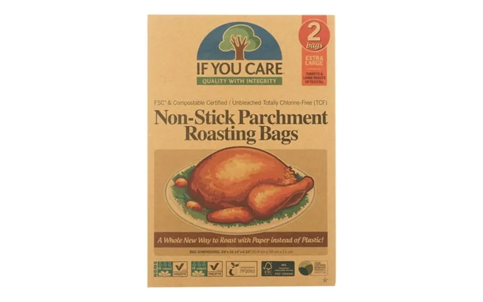 8 Pack If You Care - Unbleached Totally Chlorine Free Non Stick Parchment Roasting Bags Extra Large 2 Bags