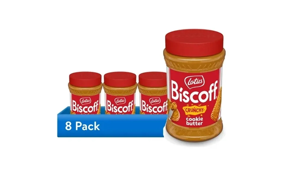 8 Pack Lotus Biscoff Crunchy Cookie Butter 13.4 Oz Nut-free Spread One Jar Per Pack