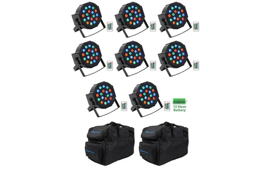 8 Rockville Battery Par 50 Rechargeable Led Dmx Dj Wash Up-lights Remotes Bags