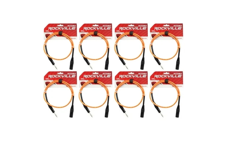 8 Rockville Rcxmb3-o Orange 3 Male Rean Xlr To 1 4 Trs Balanced Cables