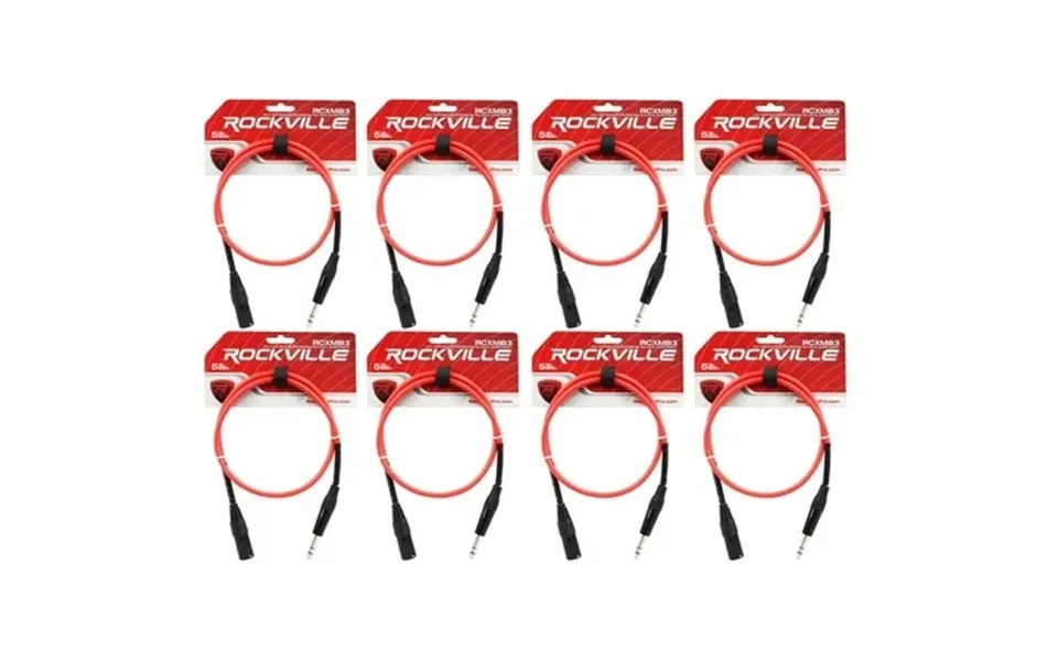 8 Rockville Rcxmb3-r Red 3 Male Rean Xlr To 1 4 Trs Balanced Cables