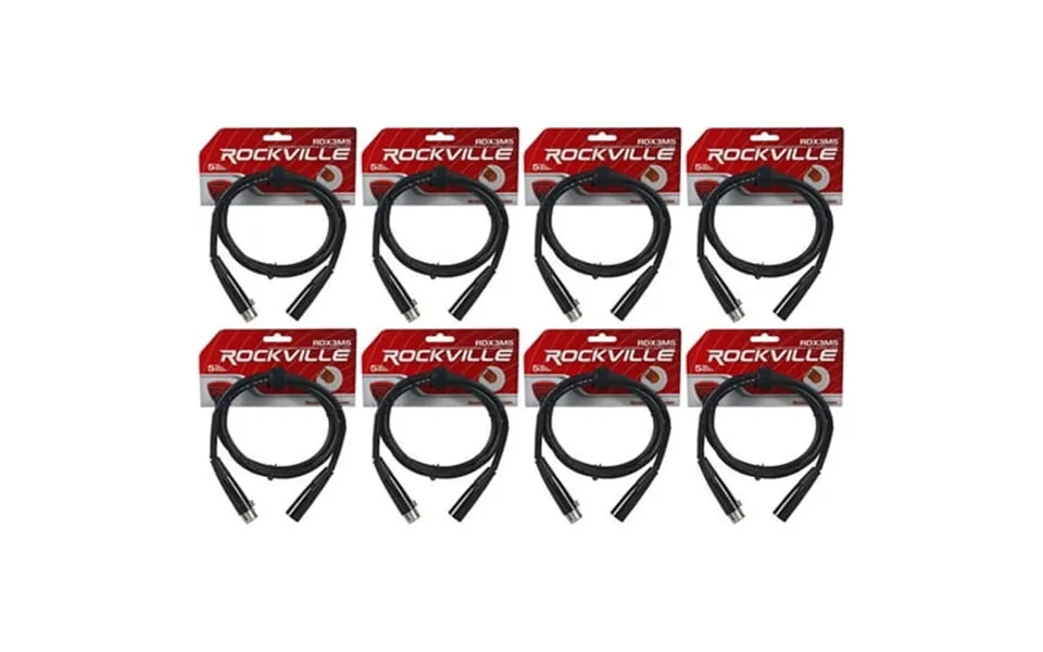 8 Rockville Rdx3m5 5 Foot 3 Pin Dmx Lighting Cables 100% Copper Female To Male