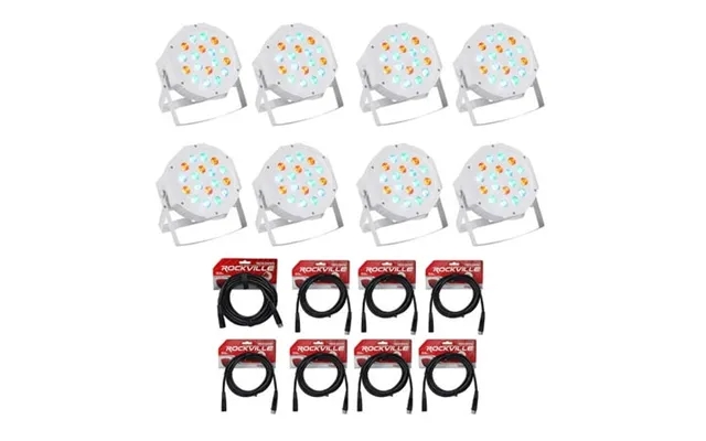 8 Rockville Rockpar50 Wht Led Rgb Par Can Dj Club Dmx Wash Lights Cables product image