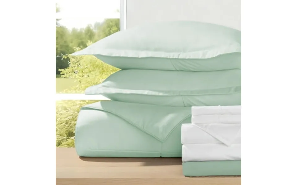 8-piece Bedding Bundle With Comforter Set Bed Sheets & Bed Skirt In Aqua Ultra Soft Microfiber For California King Beds