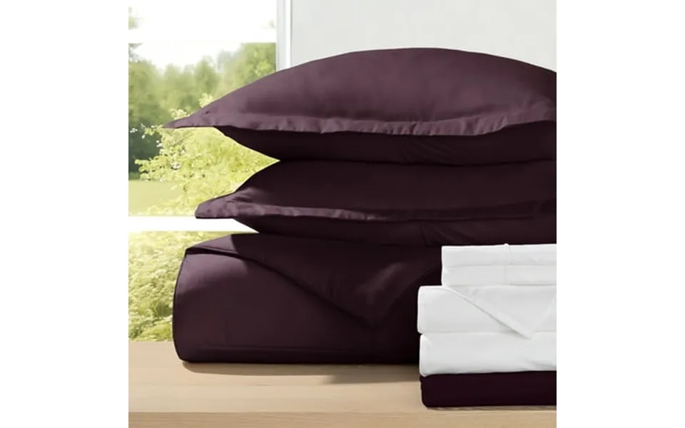 8-piece Bedding Bundle With Comforter Set Bed Sheets & Bed Skirt In Purple Ultra Soft Microfiber For Full Size Beds