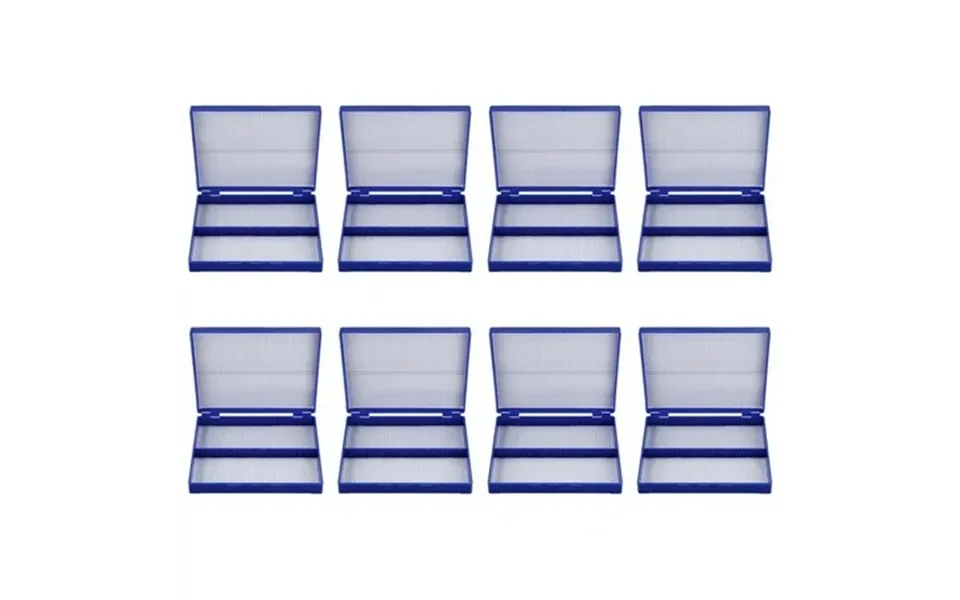 8x Royal Blue Plastic Hold 100 Microslide Slide Microscope Box
