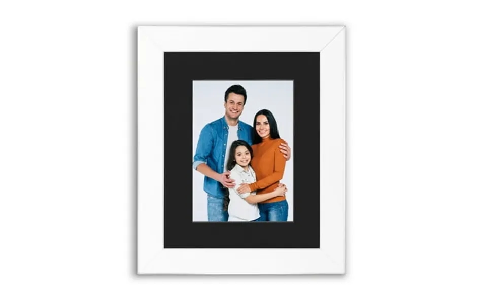 8x10 1.25 White Wood Picture Frame Displays 5x7 Photo With Black Mat