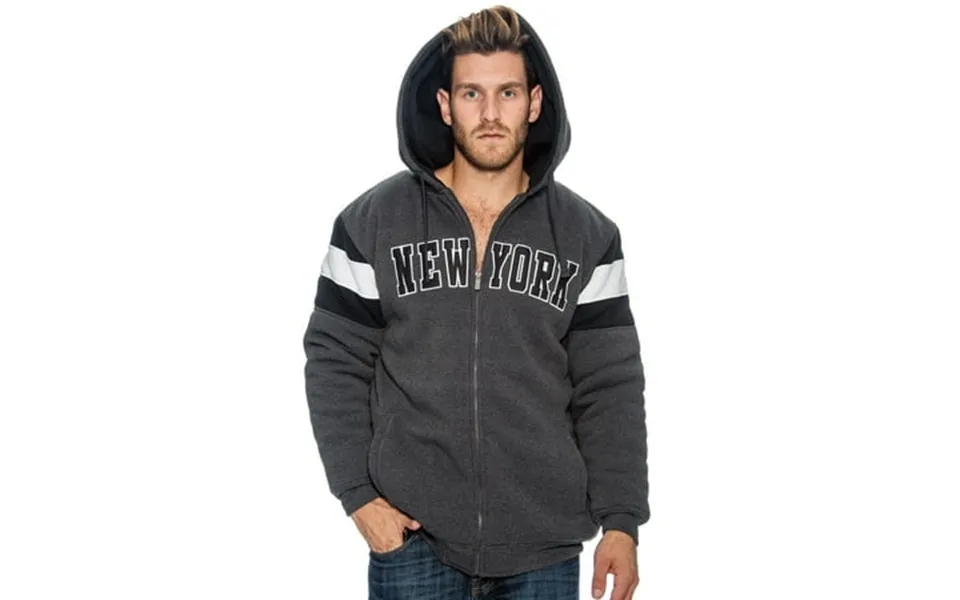 9 Crowns Essentials Tr Men S New York Quilt-lined Puff Hoodie Charcoal Small