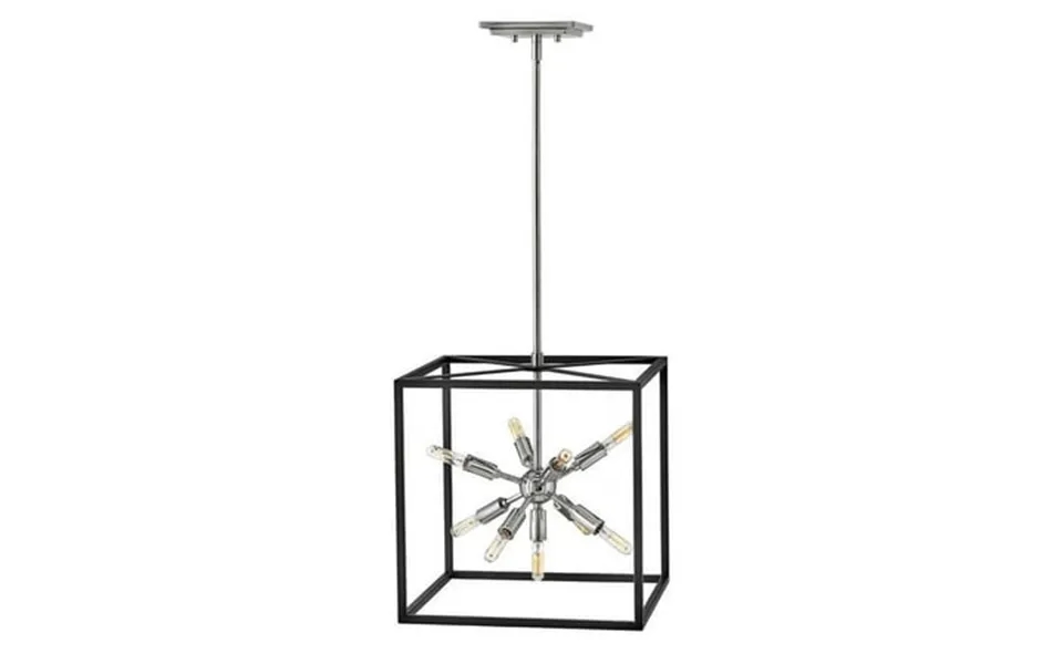 9 Light Small Pendant In Transitional And Modern And Mid-century Modern Style-16 Inches Tall And 15 Inches Wide-black Po