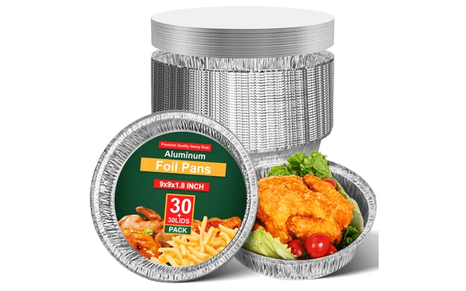 9 Round Aluminum Foil Pans With Clear Lids Heavy Duty Disposable Foil Pans With Straight Walls For Storing Baking Meal P