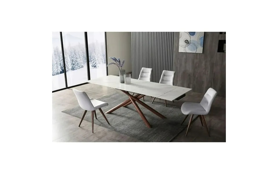 9063 Table With 1313 Swivel Chair Dining Set In Off White Walnut 7-pc