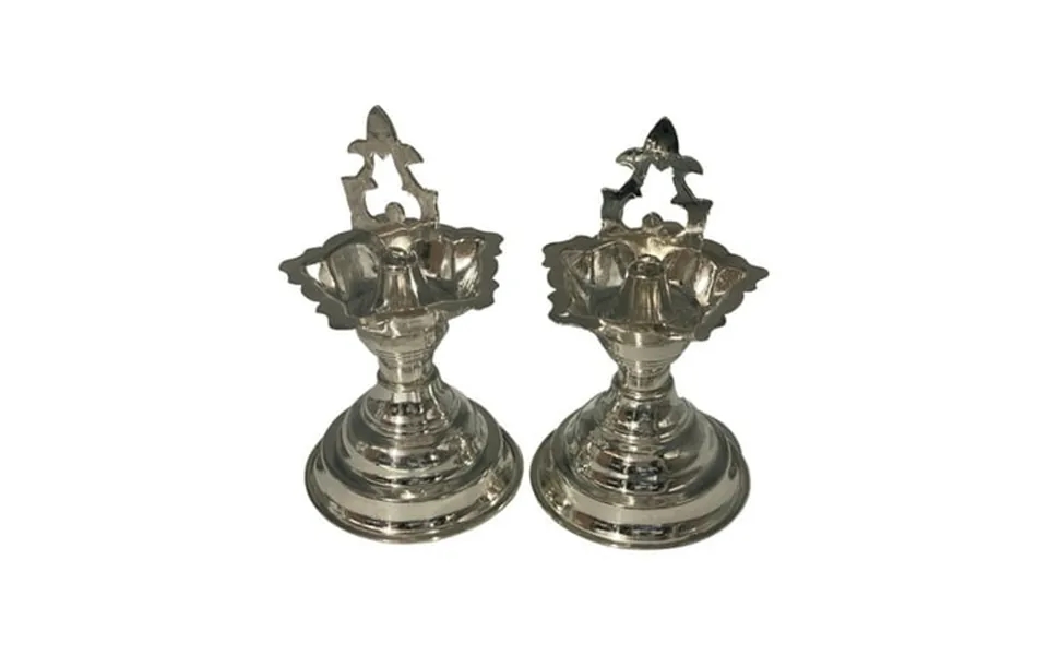 925 Sterling Silver Hallmarked Trishul Diya Kuthu Vilakku Pair Height & Weight Pair Trishul 3