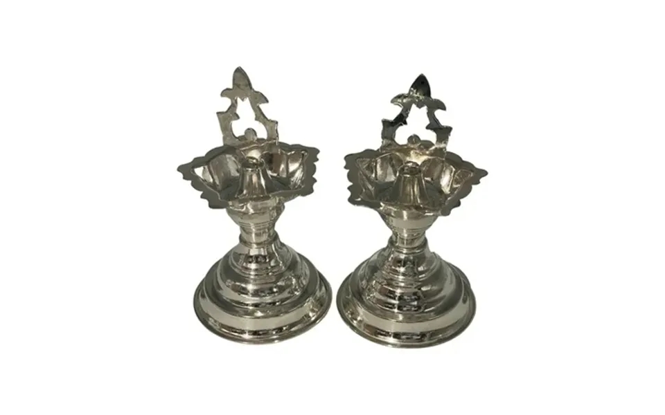 925 Sterling Silver Hallmarked Trishul Diya Kuthu Vilakku Pair Height & Weight Pair Trishul 3