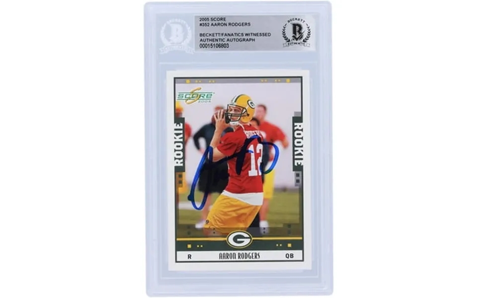 Aaron Rodgers Green Bay Packers Autographed 2005 Score 352 Beckett Fanatics Witnessed Authenticated Rookie Card - Fanati