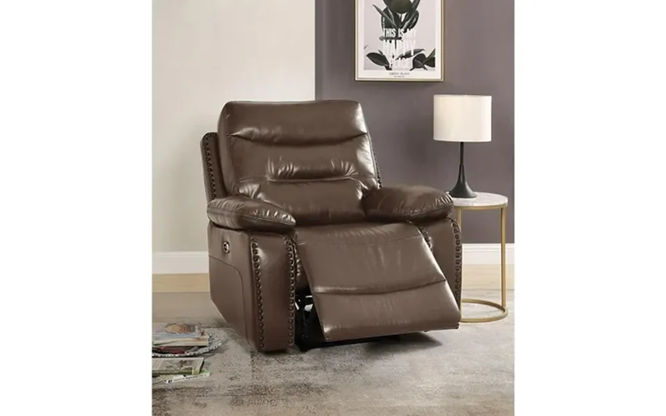 Aashi Recliner Power Motion In Brown Leather-gel Match