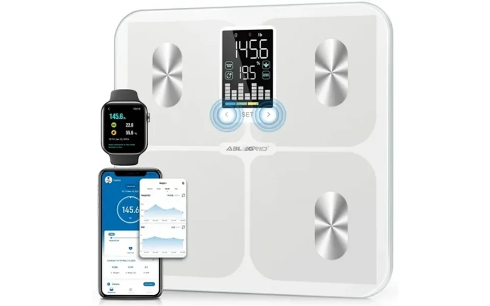 Ablegrid Smart Accurate Digital Bathroom Scale With Bluetooth App White 400lb Capacity