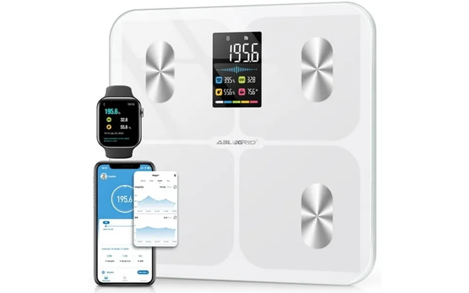 Ablegrid Smart Accurate Digital Bathroom Scale With Bluetooth App White 400lb Capacity