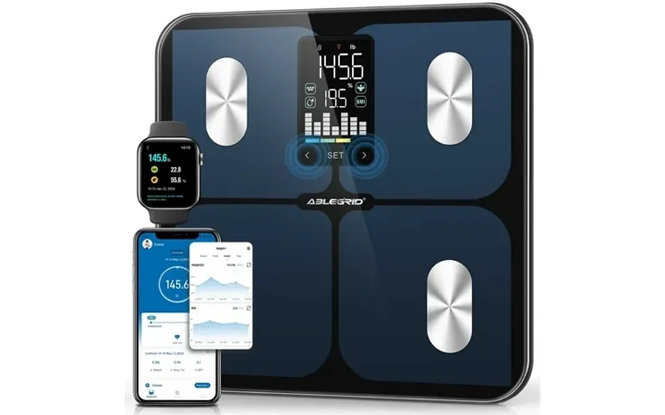Ablegrid Smart Digital Bathroom Scale For Body Weight And Fat Percentage Battery Powered Bmi Muscle Mass Composition Ana