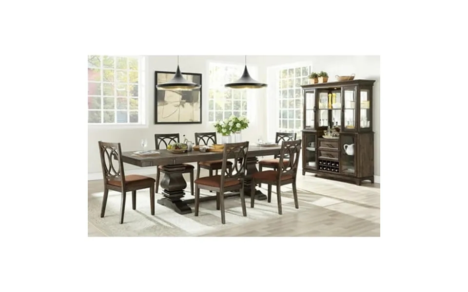 Acacia Wood Espresso Dining Table Set 7ps Jameson 62320 Acme Traditional Classic