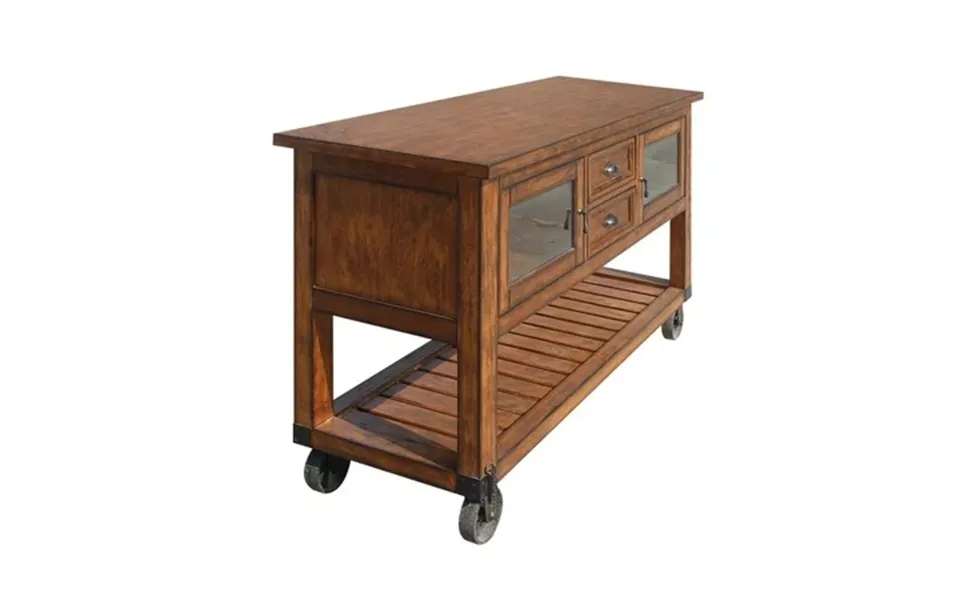 Acme Kadri 2-drawer Wooden Kitchen Cart With Bottom Shelf In Distress Chestnut 60 L X 20 W X 36 H