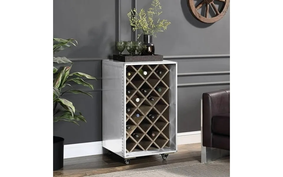 Acme Raini Wine Cabinet Aluminum Finish