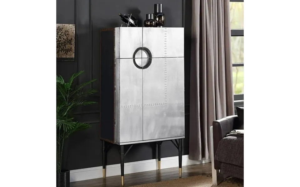 Acme Yoela Wine Cabinet Aluminum Finish