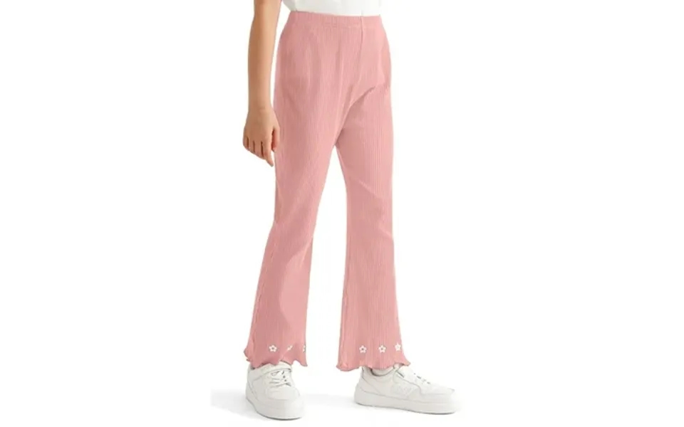 Actgleam Girls Pants Ribbed Bell Bottoms Trousers For Girl Flare Pants Pink 6-7years