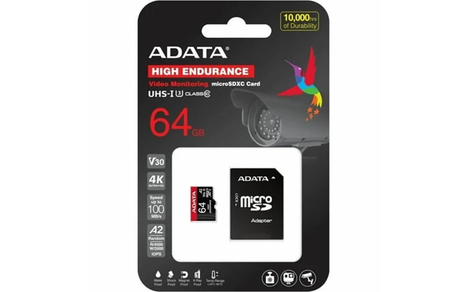 Adata High Endurance 64 Gb Class 10 Uhs-i U3 V30 Microsdxc