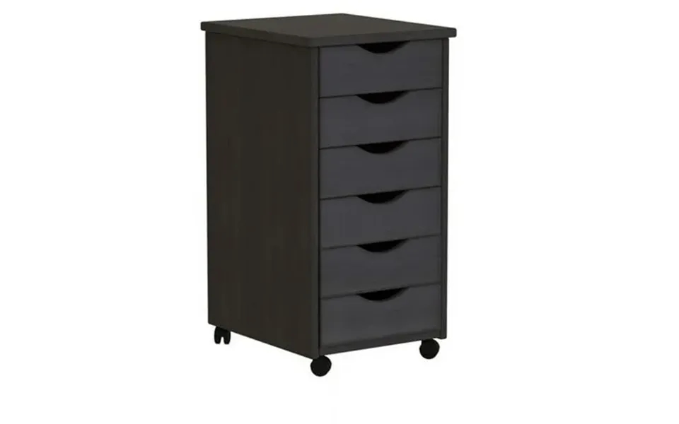 Adeptus Original Roll Cart Solid Wood 6 Drawer Roll Cart Black