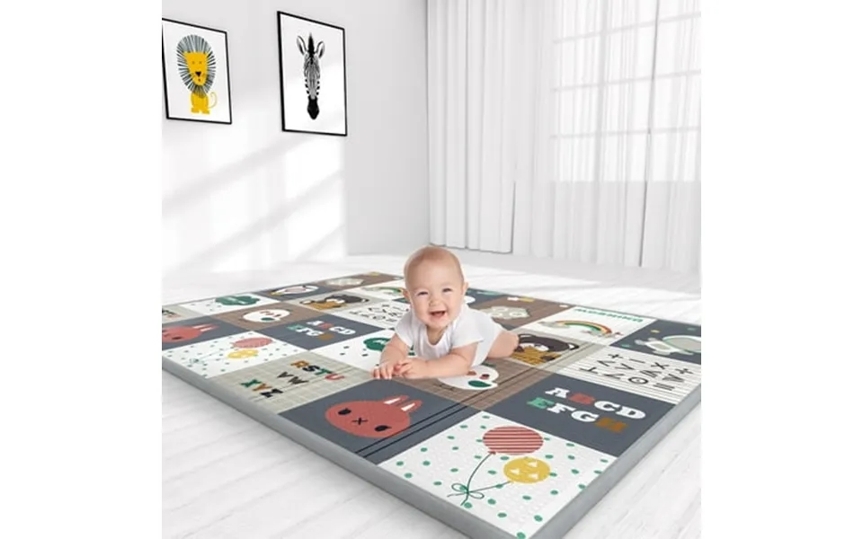 Adhino Certified Non-toxic & Skin-friendly - 79 X71 Foldable Foam Baby Play Mat For Floor Waterproof Crawling Playmat An