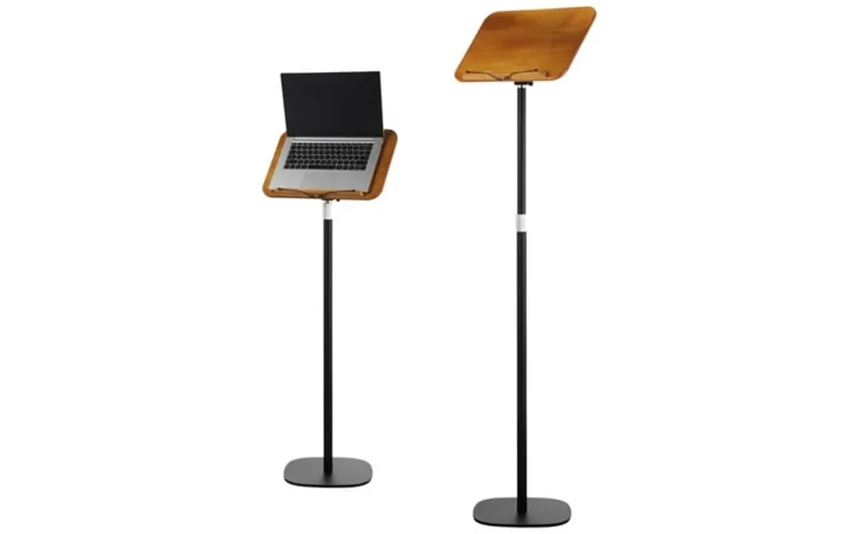 Adjustable Floor Stand 20 To 51 Inches Floor Reading Stand With Page Clips Sit To Stand Wooden Desk With Steel Tube & Ba