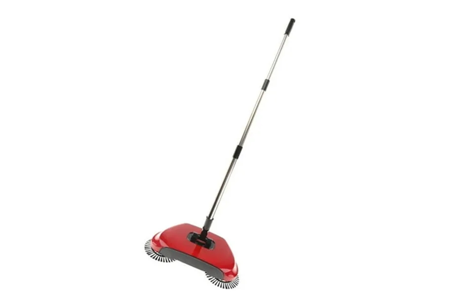 Adjustable Push Sweeping Machine Three Broom 360 Degreerotating No Electricity - Red