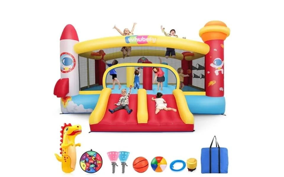 Adnoom Inflatable Bounce House For Kids 3-12 Bouncy Castle With Double Slides Obstacle Course Basketball Hoops Indoor Ou