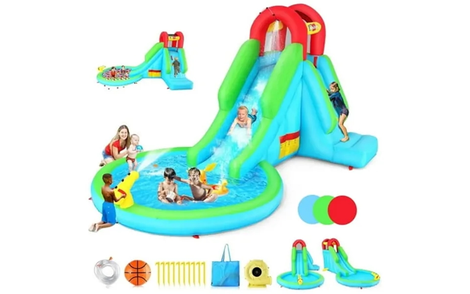 Adnoom Inflatable Bounce House With 322w Blower Kid Bounce House With Large Pool Ball Pit Water Slide With Nozzle Water